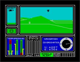 In game image of Combat Lynx on the Sinclair ZX Spectrum.