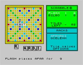 In game image of Computer Scrabble on the Sinclair ZX Spectrum.