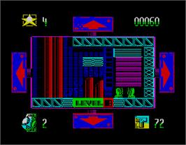 In game image of Cosmic Sheriff on the Sinclair ZX Spectrum.