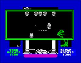 In game image of Cosmic Wartoad on the Sinclair ZX Spectrum.