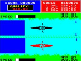In game image of Daley Thompson's Supertest on the Sinclair ZX Spectrum.