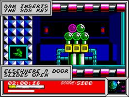 In game image of Dan Dare: Pilot of the Future on the Sinclair ZX Spectrum.