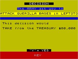 In game image of Dictator on the Sinclair ZX Spectrum.