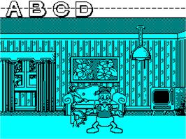 In game image of Donald's Alphabet Chase on the Sinclair ZX Spectrum.
