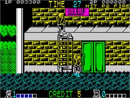 In game image of Double Dragon on the Sinclair ZX Spectrum.