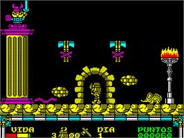 In game image of Drakkar on the Sinclair ZX Spectrum.
