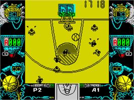 In game image of Drazen Petrovic Basket on the Sinclair ZX Spectrum.