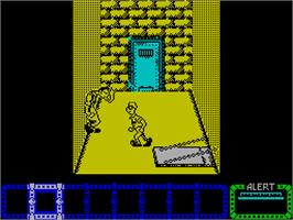 In game image of Dustin on the Sinclair ZX Spectrum.
