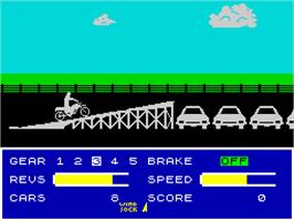 In game image of Eddie Kidd Jump Challenge on the Sinclair ZX Spectrum.