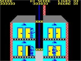 In game image of Elevator Action on the Sinclair ZX Spectrum.