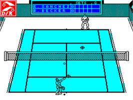 In game image of Emilio Sanchez Vicario Grand Slam on the Sinclair ZX Spectrum.