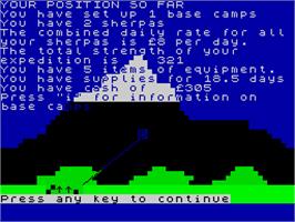 In game image of Everest Ascent on the Sinclair ZX Spectrum.