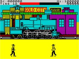 In game image of Express Raider on the Sinclair ZX Spectrum.