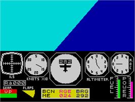 In game image of Flight Simulation on the Sinclair ZX Spectrum.