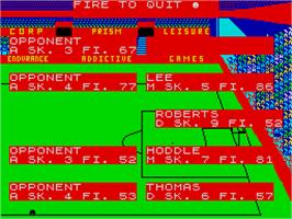 In game image of Football Manager 2 on the Sinclair ZX Spectrum.