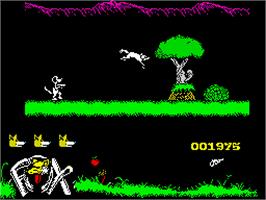 In game image of Foxx Fights Back on the Sinclair ZX Spectrum.