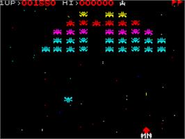 In game image of Galaxian on the Sinclair ZX Spectrum.
