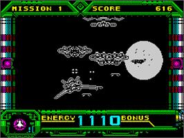 In game image of Galaxy Force II on the Sinclair ZX Spectrum.