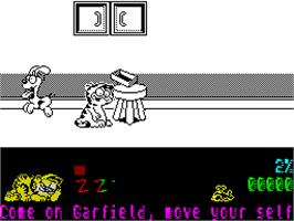 In game image of Garfield: Big, Fat, Hairy Deal on the Sinclair ZX Spectrum.