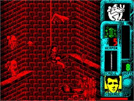 In game image of Ghostbusters II on the Sinclair ZX Spectrum.