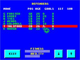 In game image of Graeme Souness Soccer Manager on the Sinclair ZX Spectrum.