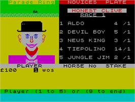 In game image of Grand National on the Sinclair ZX Spectrum.