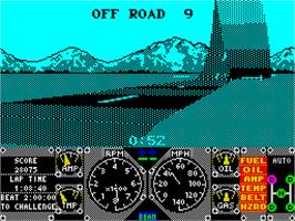 In game image of Hard Drivin' on the Sinclair ZX Spectrum.