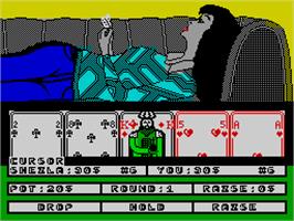 In game image of Hollywood Poker on the Sinclair ZX Spectrum.