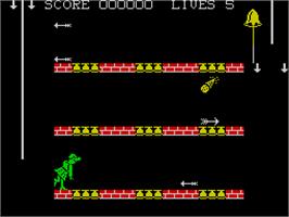 In game image of Hunchback II: Quasimodo's Revenge on the Sinclair ZX Spectrum.