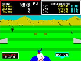 In game image of Hyper Sports on the Sinclair ZX Spectrum.