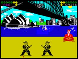 In game image of International 5-A-Side on the Sinclair ZX Spectrum.