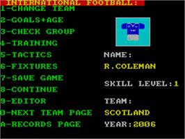 In game image of International Football on the Sinclair ZX Spectrum.