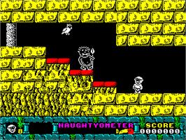 In game image of Jack the Nipper 2: In Coconut Capers on the Sinclair ZX Spectrum.