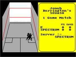 In game image of Jonah Barrington's Squash on the Sinclair ZX Spectrum.