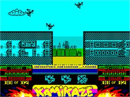 In game image of Kamikaze on the Sinclair ZX Spectrum.
