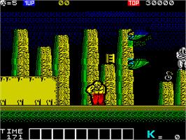 In game image of Karnov on the Sinclair ZX Spectrum.