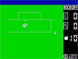 In game image of Kick Off on the Sinclair ZX Spectrum.