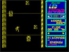 In game image of LED Storm on the Sinclair ZX Spectrum.