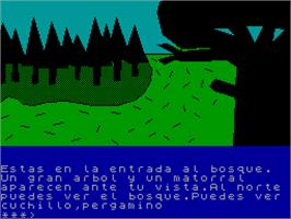 In game image of La Aventura Espacial on the Sinclair ZX Spectrum.