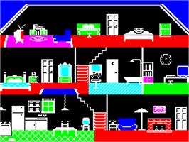 In game image of Little Computer People on the Sinclair ZX Spectrum.
