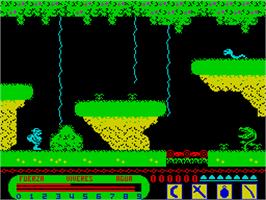 In game image of Livingstone, I Presume? on the Sinclair ZX Spectrum.