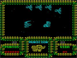 In game image of Meganova on the Sinclair ZX Spectrum.