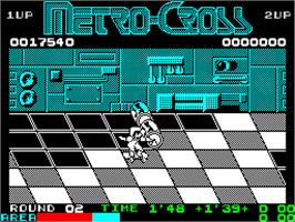 In game image of Metro Cross on the Sinclair ZX Spectrum.