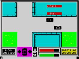In game image of Miami Vice on the Sinclair ZX Spectrum.