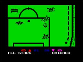 In game image of Microprose Pro Soccer on the Sinclair ZX Spectrum.