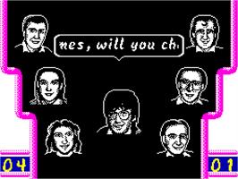 In game image of Mike Read's Computer Pop Quiz on the Sinclair ZX Spectrum.