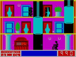 In game image of Mission Elevator on the Sinclair ZX Spectrum.