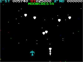 In game image of Moon Cresta on the Sinclair ZX Spectrum.