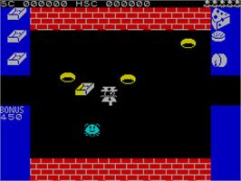 In game image of Mr. Wimpy: The Hamburger Game on the Sinclair ZX Spectrum.