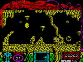 In game image of Mutan Zone on the Sinclair ZX Spectrum.